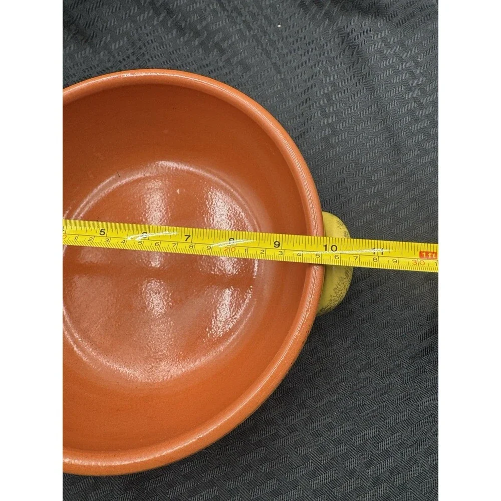 DeSilva Pottery Bowl Made in Italy Yellow Orange 2 Handles.